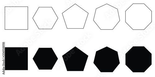 Fotografie quadrangle, pentagon, hexagon, octagon icon
