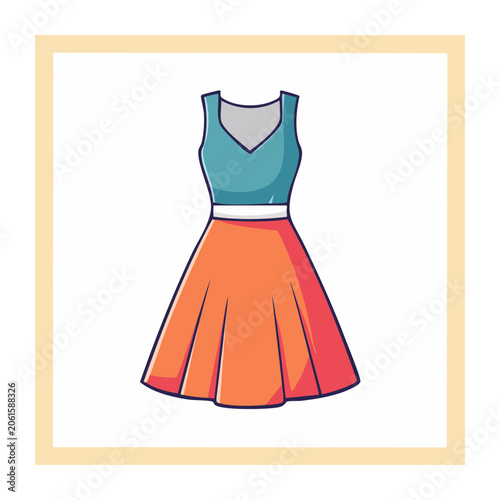 Teal and orange bikini flat design