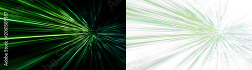 Tableau sur toile Abstract green energy trails with glowing speed line design
