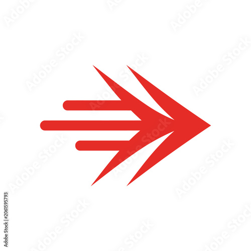 Dynamic red speed arrow pointing right.