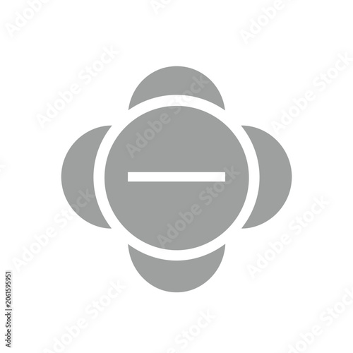 Abstract gray circular minus sign minimalist icon.