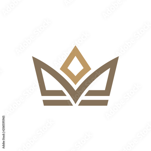Abstract geometric gold crown logo with sharp points.