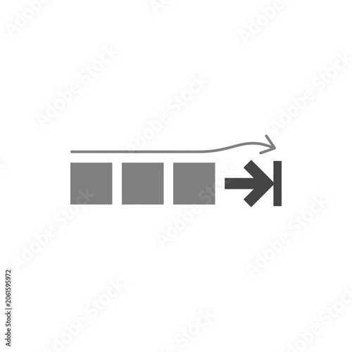Minimalist business process workflow progress arrow icon.