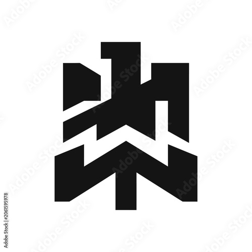 Black abstract geometric monogram logo design.