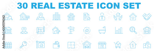 Quadro su tela Housing line editable icon set