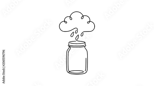 Photos Cloud Rain Jar Line Art