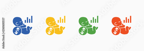 Canvastavla Birth Rate Icon Set Color Multiple Style Collection Illustration