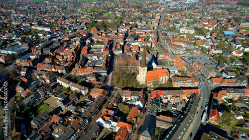 Schilderij op canvas Aerial view around the old town of the city Dülmen in Germany on a sunny late w