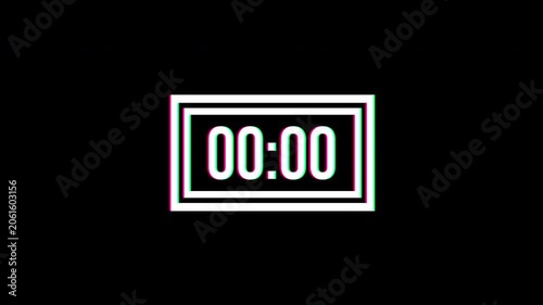 5 Second Countdown with RGB Glitch Effect Motion Graphic 4K