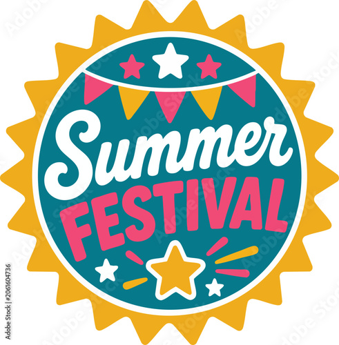 Colorful Summer Festival Badge Illustration