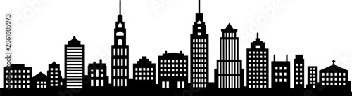 Canvastavla City skyline silhouette featuring diverse architectural styles of buildings incl