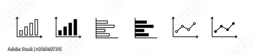 data visualization icon set,  vertical bar graphs, horizontal bar charts, and line graphs , vector illustration , 