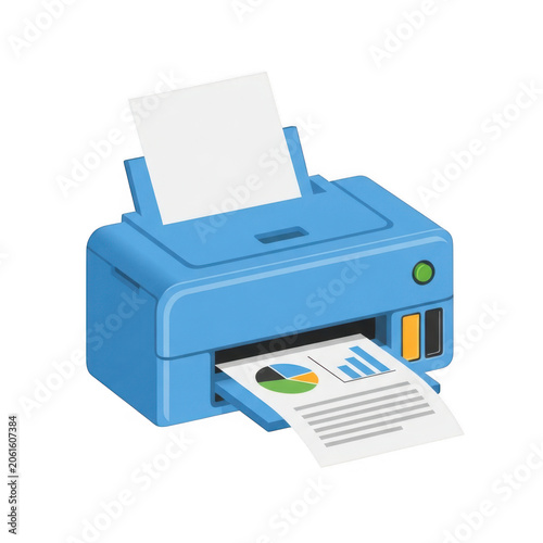 Blue printer icon with paper output