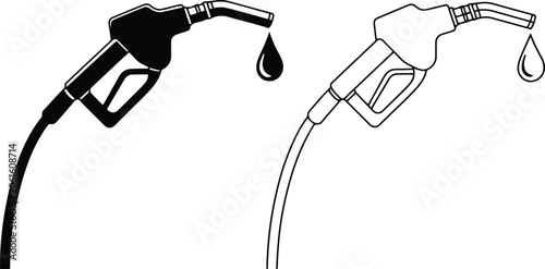Bild auf Leinwand Gasoline fuel pump nozzles with dripping vector illustration