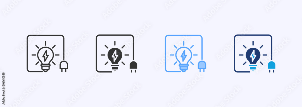 Fototapeta premium Electricity Icon Set Multiple Style Collection Illustration