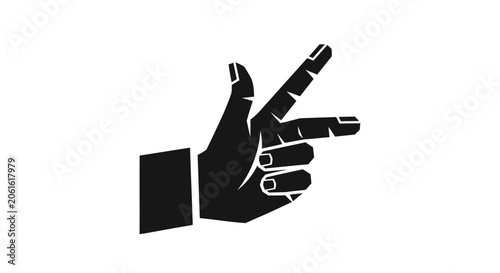 Black and white vector illustration of a hand gesture showing a finger gun sign.