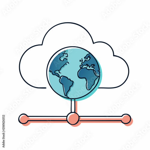 Cloud Computing and Global Network Icon