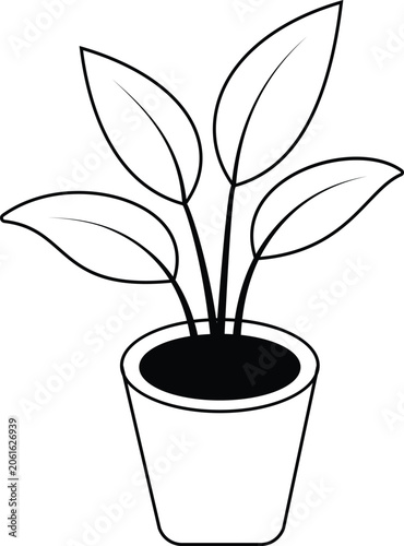 Leafy Houseplant in Pot Colored Vector Icon for Home Garden and Interior Decoration Transparent Background