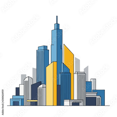Foto Modern city skyscrapers urban landscape architecture.