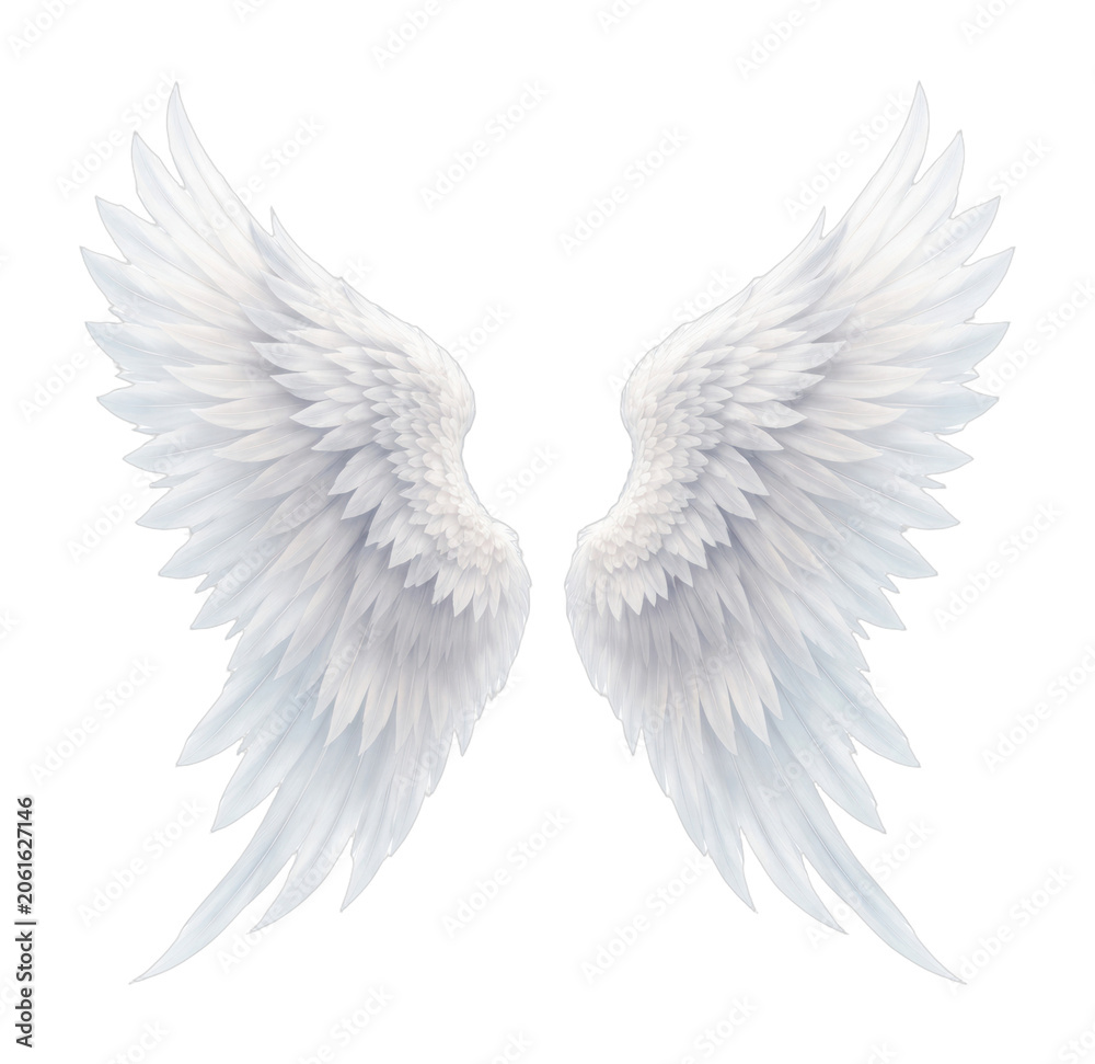 Fototapeta premium PNG Elegant ethereal white angel wings.