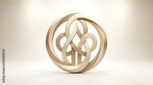 Abstract Celtic Knot Symbol in Circular Frame.