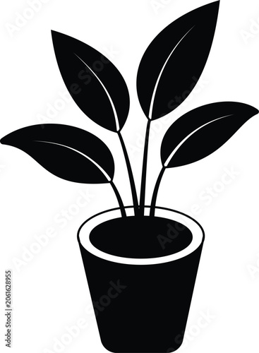 Leafy Houseplant in Pot Colored Vector Icon for Home Garden and Interior Decoration Transparent Background