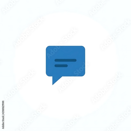 Blue speech bubble icon with text lines.