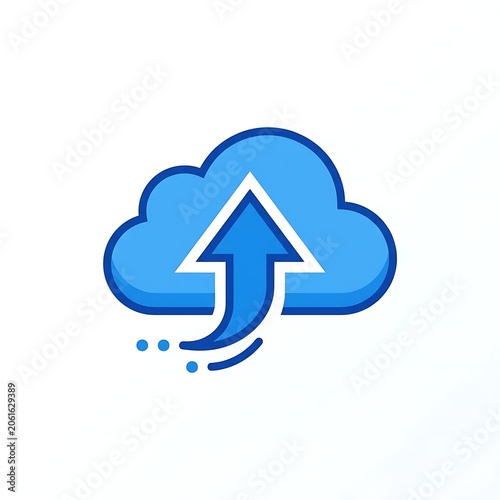 Cloud upload icon with upward arrow and dotted trail.