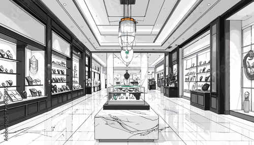 Fotografie Interior of a luxury jewelry store.