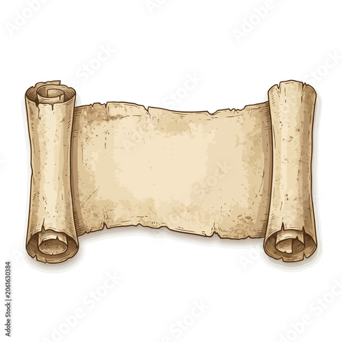 Vintage scroll parchment with brown edges
