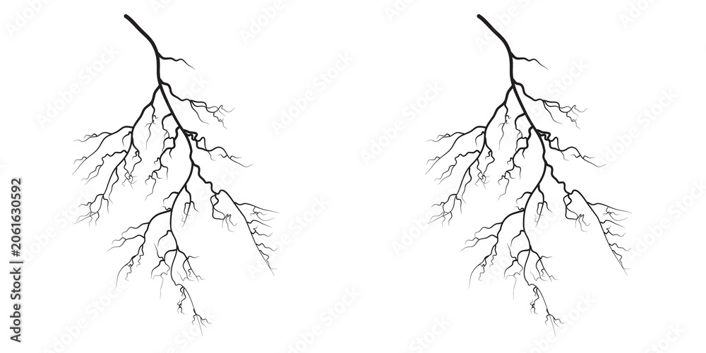 Fototapeta premium Lightning bolt shape Massive branched style, as powerful weather.