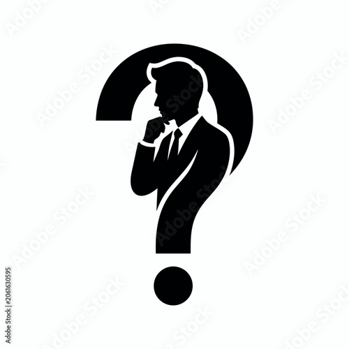 Black silhouette of a businessman with question mark