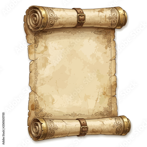 Vintage scroll parchment with leather straps