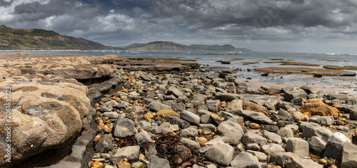 Jurassic Coast from a Rocky Shore Panorama
