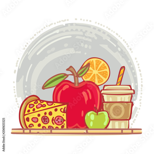 Flat Design Illustration of Food and Drink