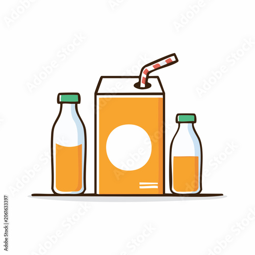 Orange Juice Carton and Bottles