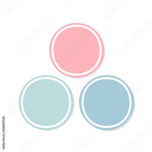 Three pastel circles in triangular arrangement