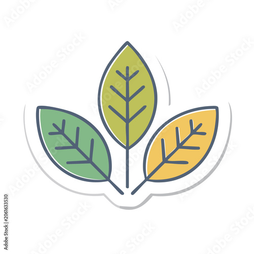 Three colorful leaves icon in flat design