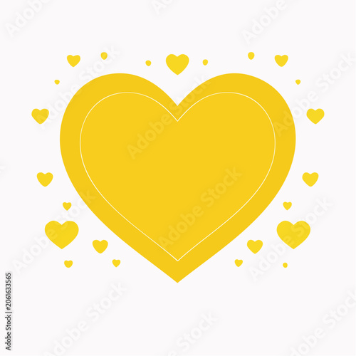 Yellow Heart with Smaller Hearts and Dots