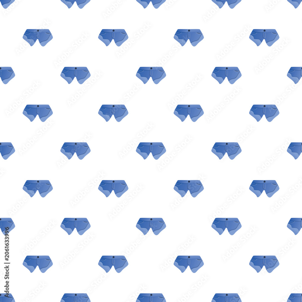 Fototapeta premium Seamless pattern featuring multiple blue cut off denim shorts on a white background