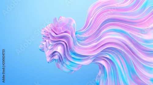 Colorful Abstract Smoke Swirl on Pastel Blue Gradient Background