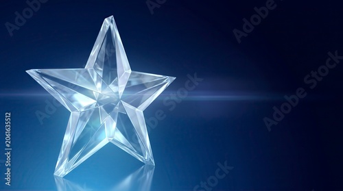Glowing Crystal Star Reflection on Dark Blue Gradient Background
