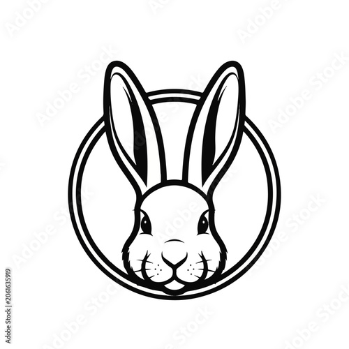 Fotografía Rabbit Head in Circle Icon Design.
