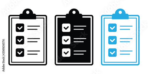 Cuadro en lienzo Checklist and Clipboard Icon Set – Task Management, To-Do List, Project Planning