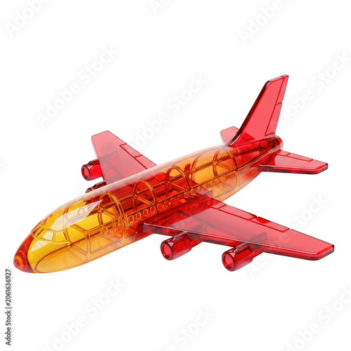 Colorful stylized jet airplane flying isolated