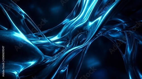 Abstract Swirling Blue Smoke Waves in Dark Dramatic Lighting