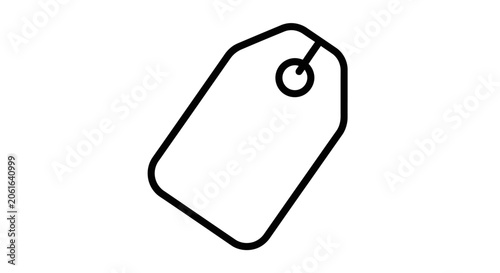 Minimalist black outline price tag icon on white