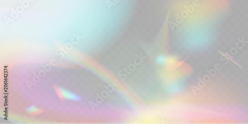 Εκτύπωση καμβά Rainbow light refraction through transparent prism creates stunning crystal sparkle effect with vibrant lens flare and abstract wave patterns on grey background