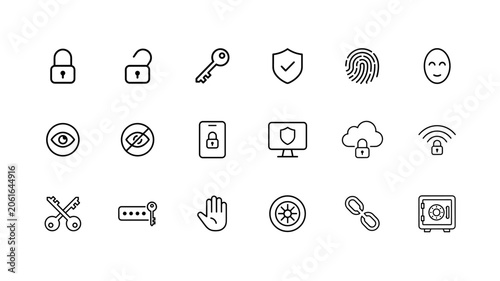 Adobe Illustrator ArtworkCollection of hand drawn communication and technology icons on white background minimalist style
