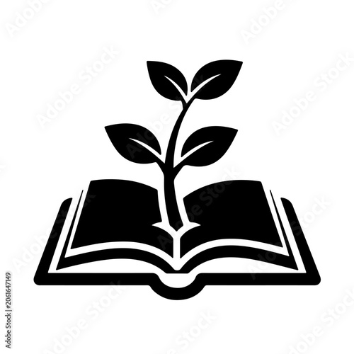 Minimalist Education Logo with Plant Growing from Open Book